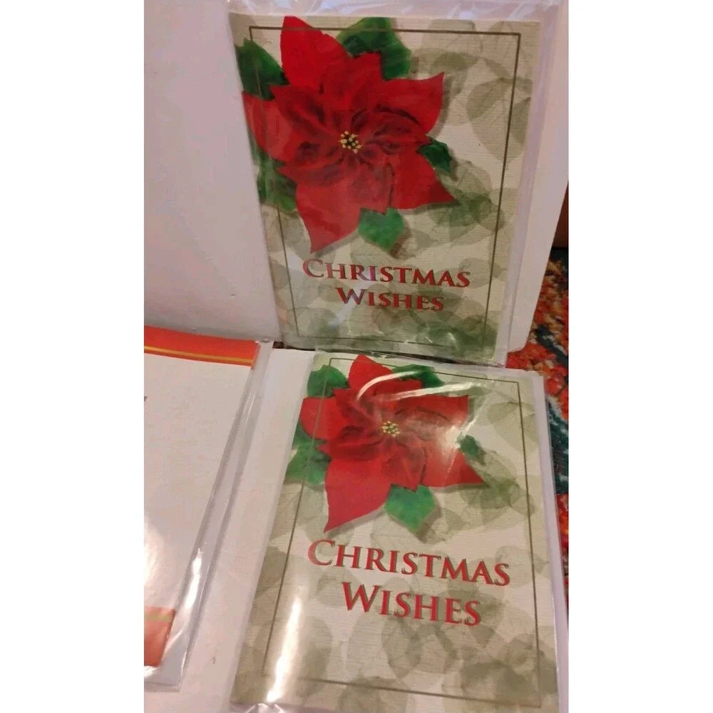 Vtg Christmas Greeting Cards Lot Mixed Unused Sealed Packs Santa Poinsettia Tree